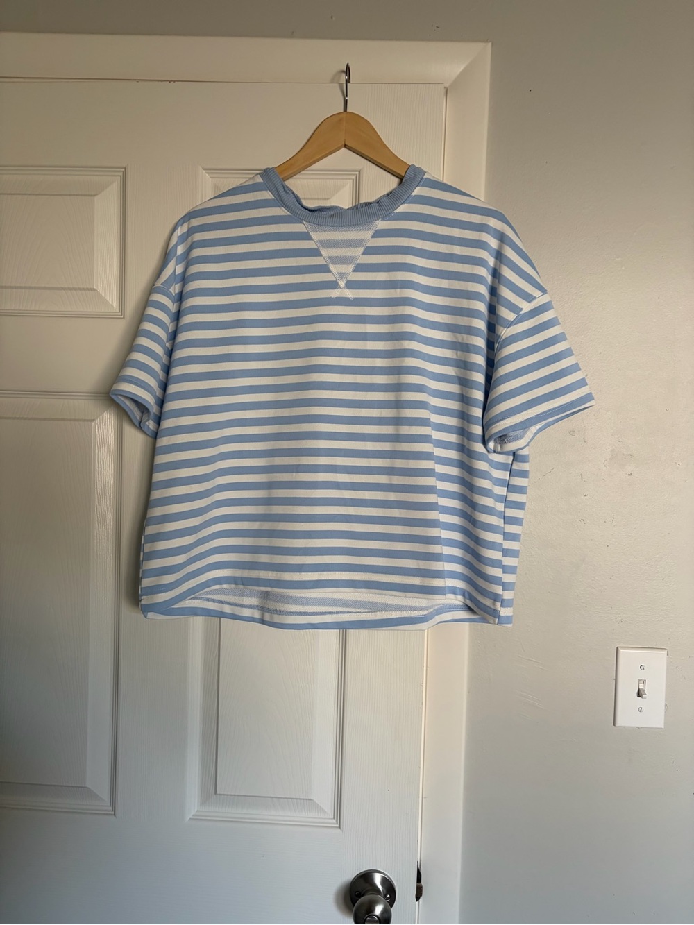 Roolee Sky Blue & White Striped Short-Sleeve Tee